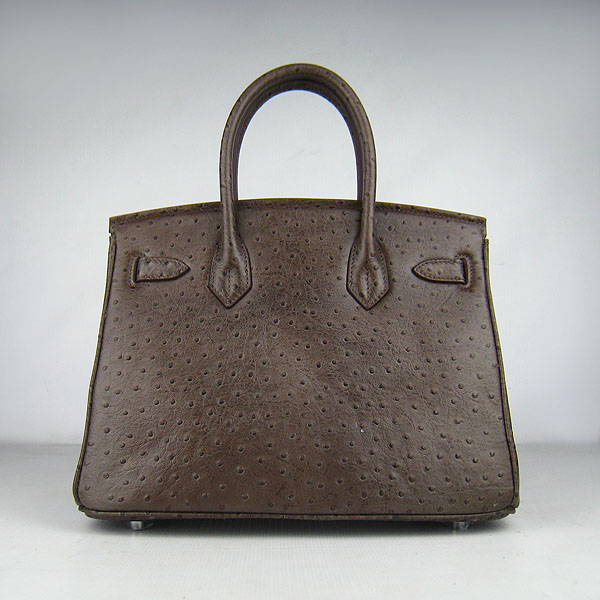 Replica Hermes Birkin 30CM Ostrich Veins Handbag Dark Coffee 6088 On Sale